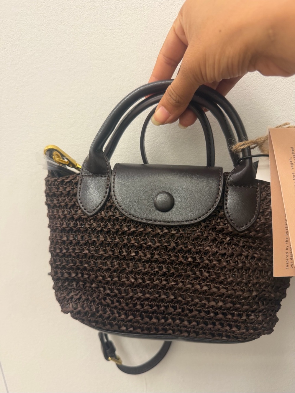 Classic Woven Handbag in Dark Brown